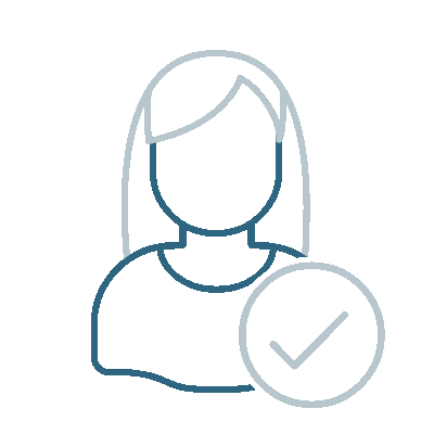 Person with checkmark icon representing personalised power statements.