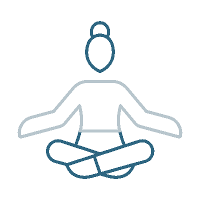 Meditation icon representing guided meditations and grounding exercises.