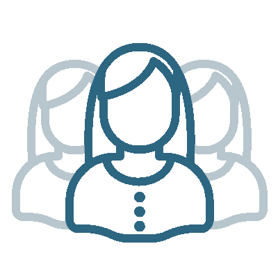 Illustration of a woman leading two others, symbolising leadership and collaborative guidance.