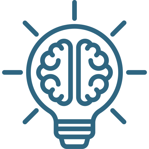 Brain lightbulb icon representing psychology and human behaviour.