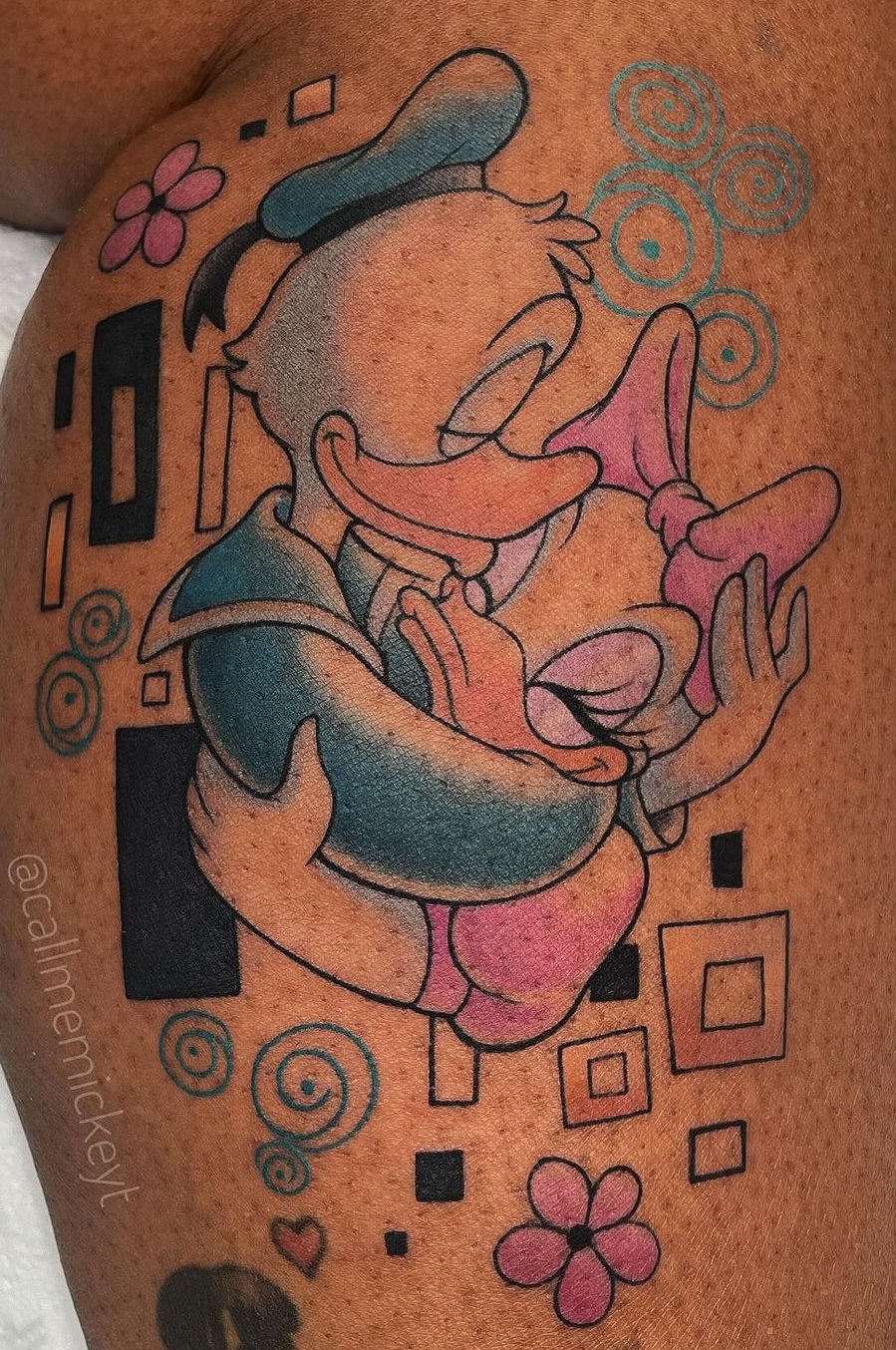 Klimt Donald and Daisy Duck Disney tattoo