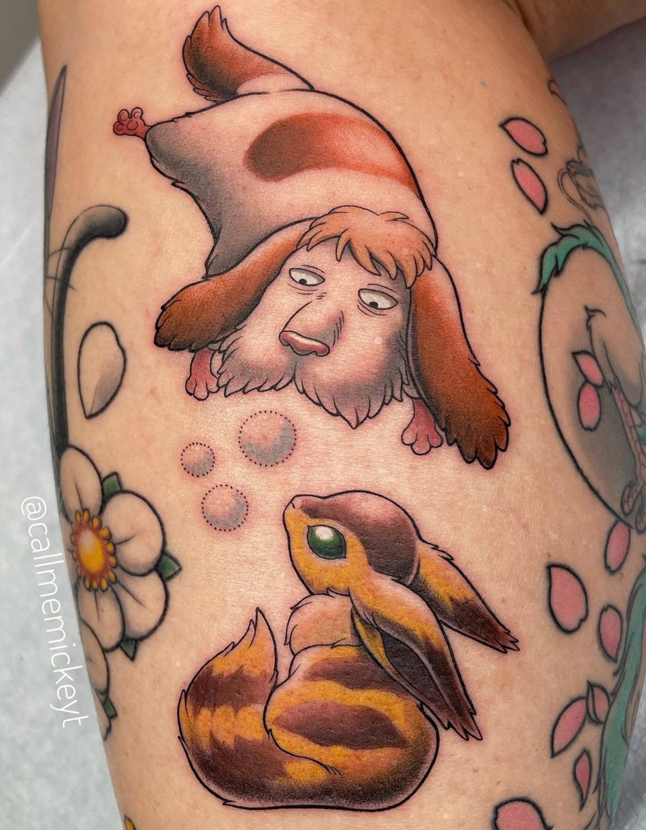 Heen and Teto Ghibli tattoos Howl’s Moving Castle Nausicaa