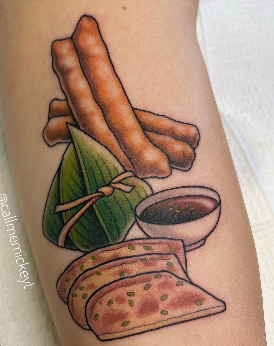 Asian food tattoo - Chinese donut, scallion pancake