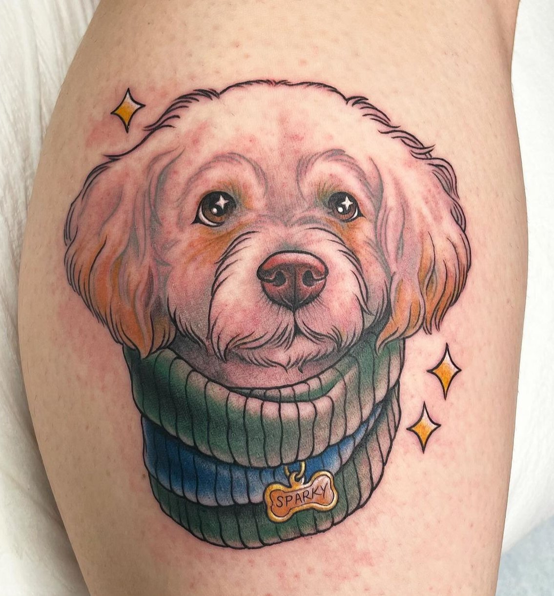 Traditional - neotraditional Dog portrait tattoo