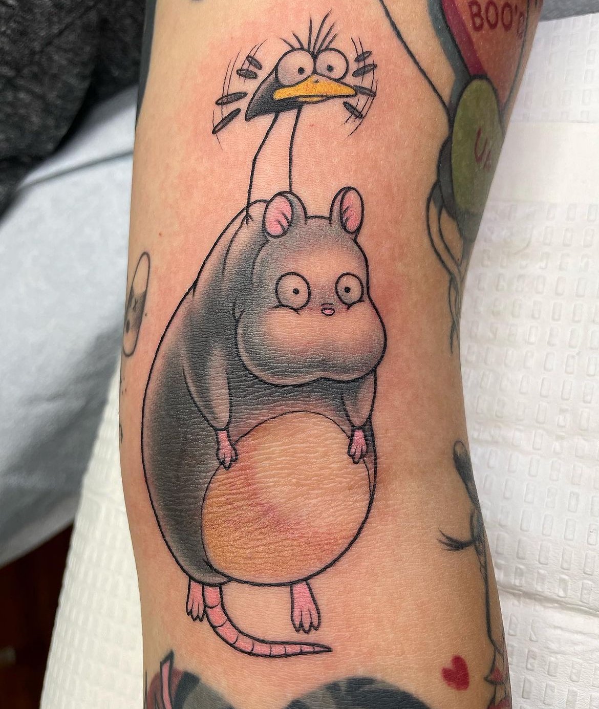 Boh mouse and bird spirited away Ghibli tattoo