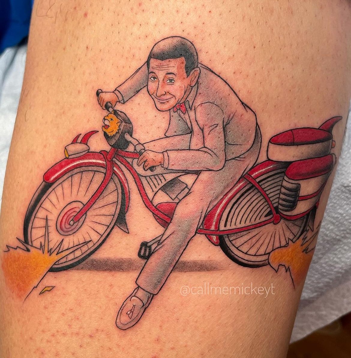 Pee wee Herman doing the akira slide tattoo