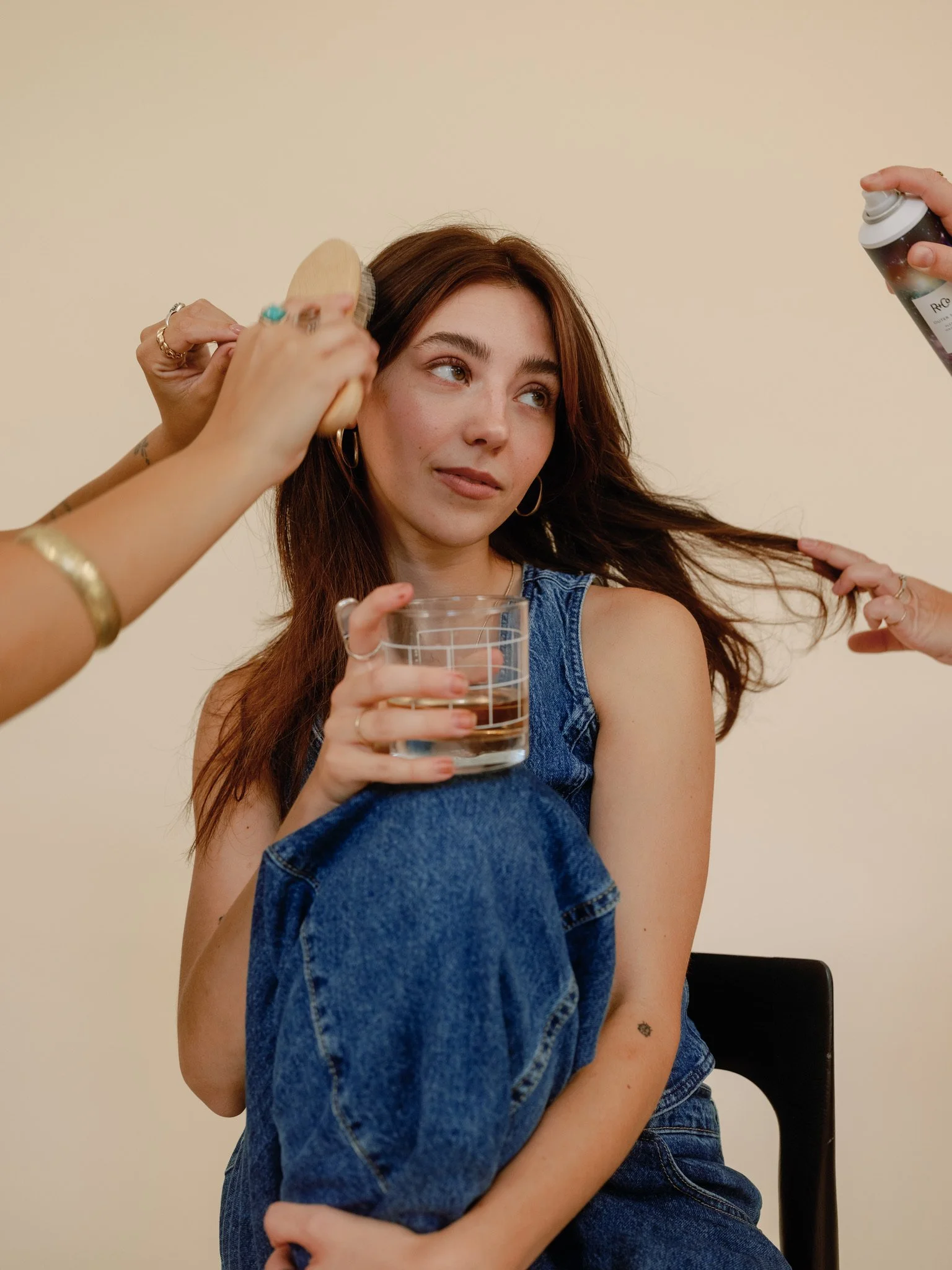 Salon customer with new long natural braids