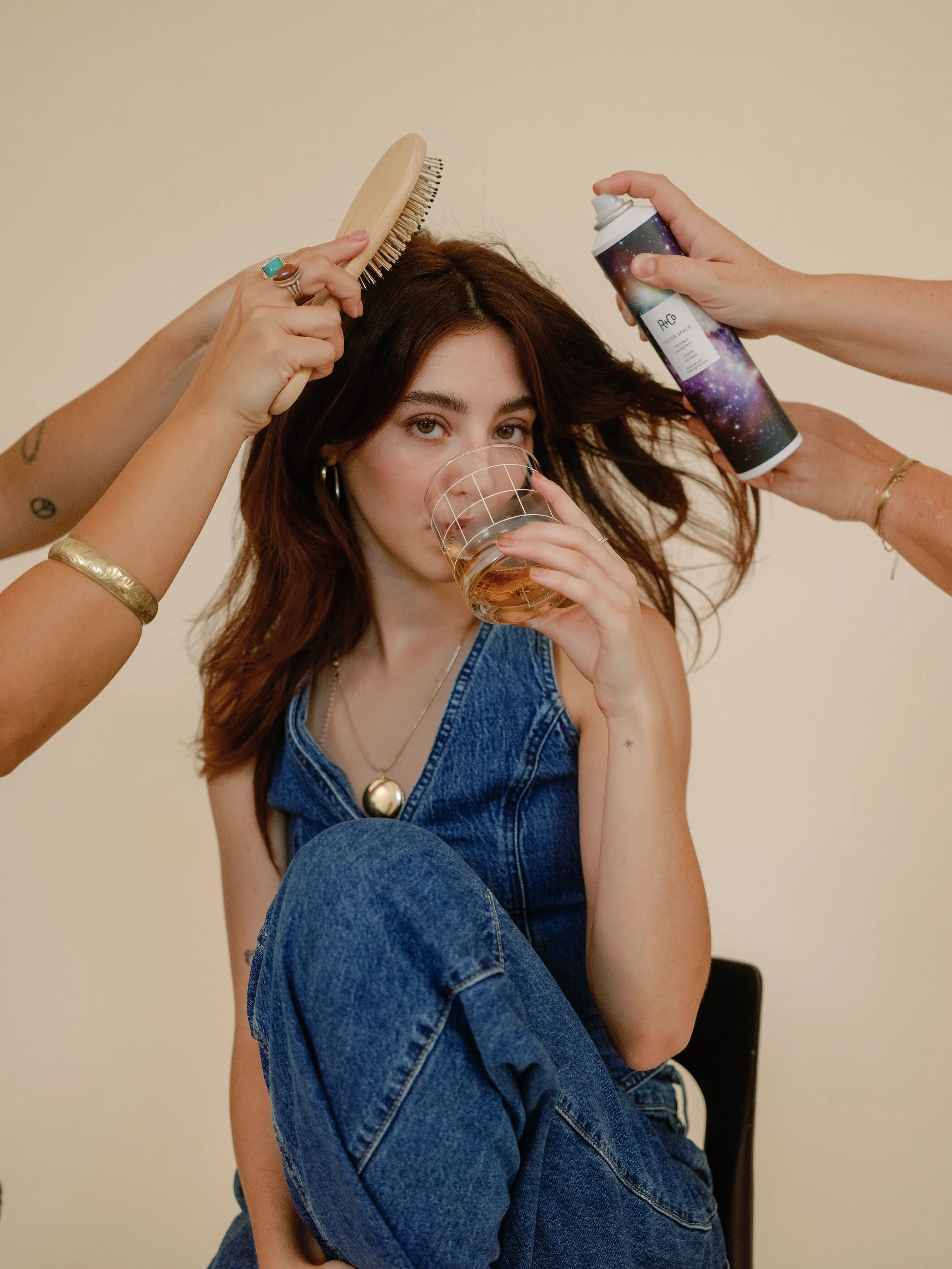 Salon customer with new long natural braids