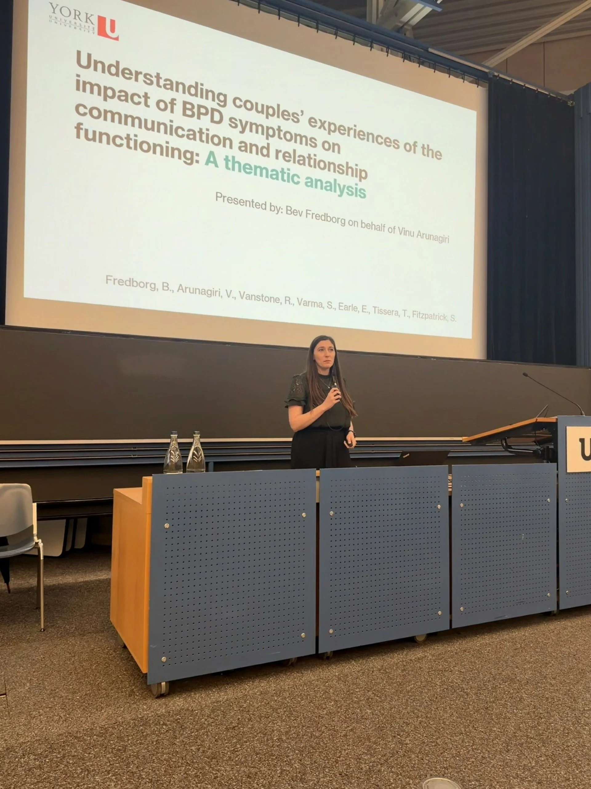 Dr. Fredborg presenting at the European Society for the Study of Personality Disorders conference in Lausanne, Switzerland in 2026