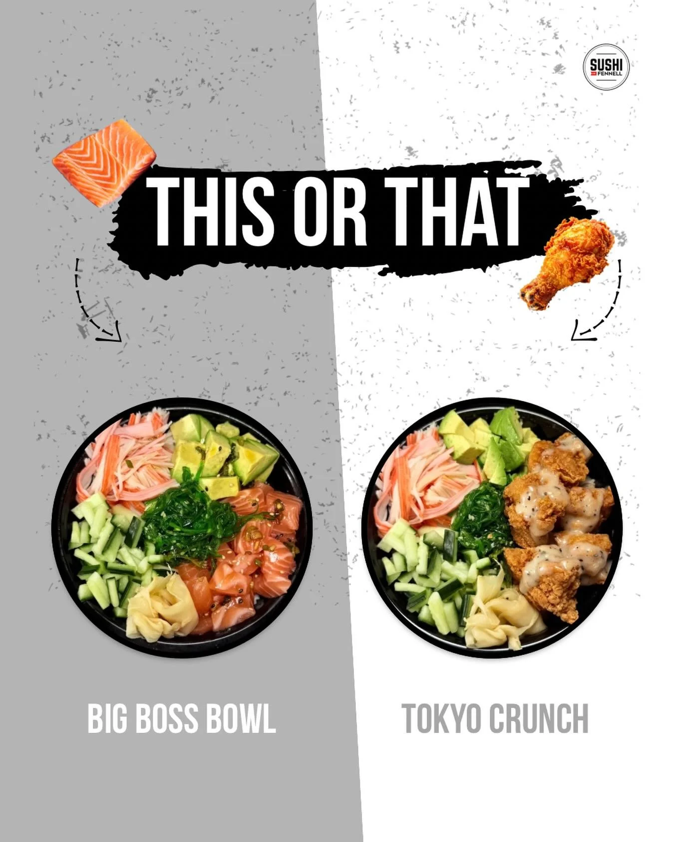 This or that? 👀

Fresh and light Big Boss Bowl 🐟 
or crispy Tokyo Crunch 🐓

Which one are you choosing?

Order online ➡️ SushiOnFennell.com

SUNDAY HOURS
HM &mdash; 669 Fennell Ave E | CLOSED
SC &mdash; 277 Upper Centennial Pkwy | OPEN til 7pm
BF 