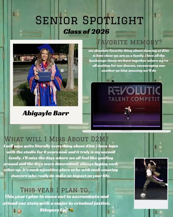 ✨ Senior Spotlight: Abigayle Barr ✨

When we think of Abigayle, one thing immediately comes to mind: ENERGY. If there&rsquo;s one thing you can count on, it&rsquo;s that Abigayle is going to show up, work hard, and give 110% every single time she ste