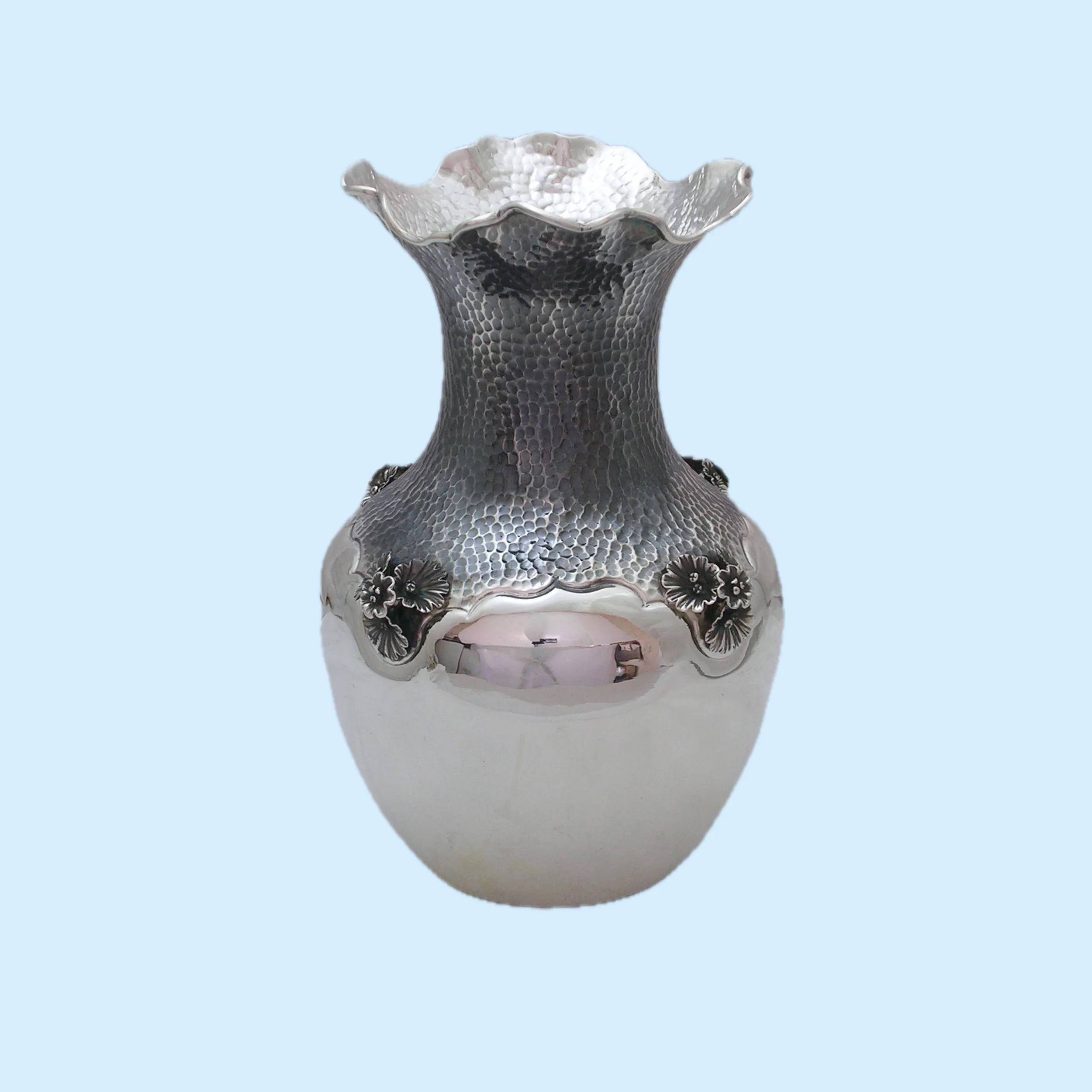 925 Sterling Silver Vase with a Dented Pattern.jpg