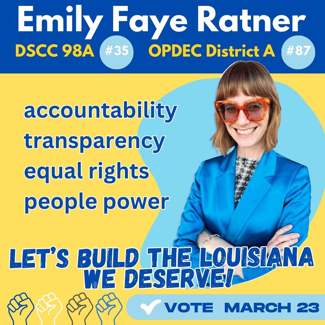 today is the last day of early voting. there&rsquo;s a great slate of candidates who want to put the people at the center of louisiana&rsquo;s democratic party. consult the voter guides you trust, talk to your people, and cast that vote. skip the pre