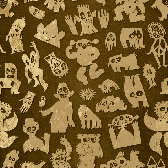 BKS-07 Gold Foil on beige Love Machine