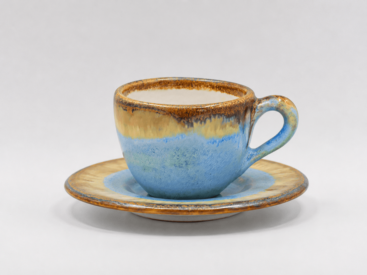 Espresso Kaffeetasse mit Unterteller - hellblau