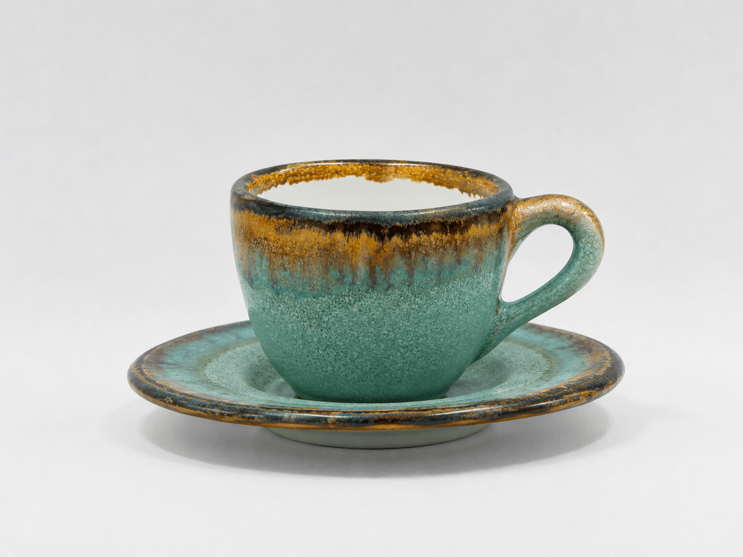 Espresso Kaffeetasse mit Unterteller blaugrün