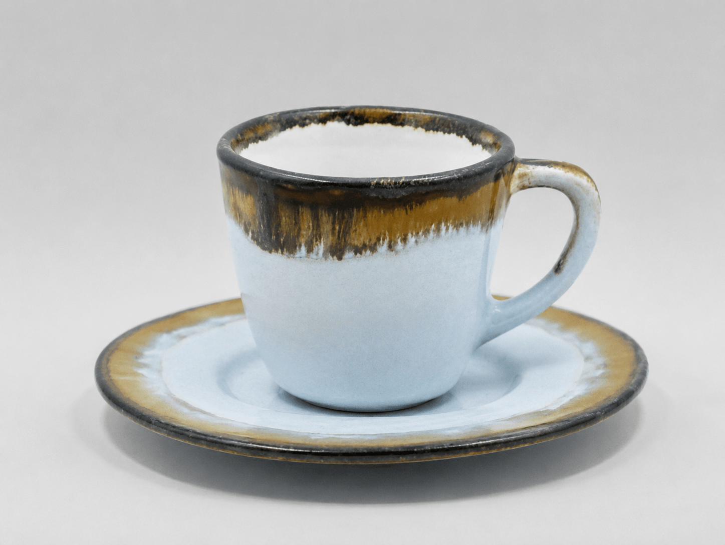 Doppel Espresso Kaffeetasse mit Unterteller, hellblau