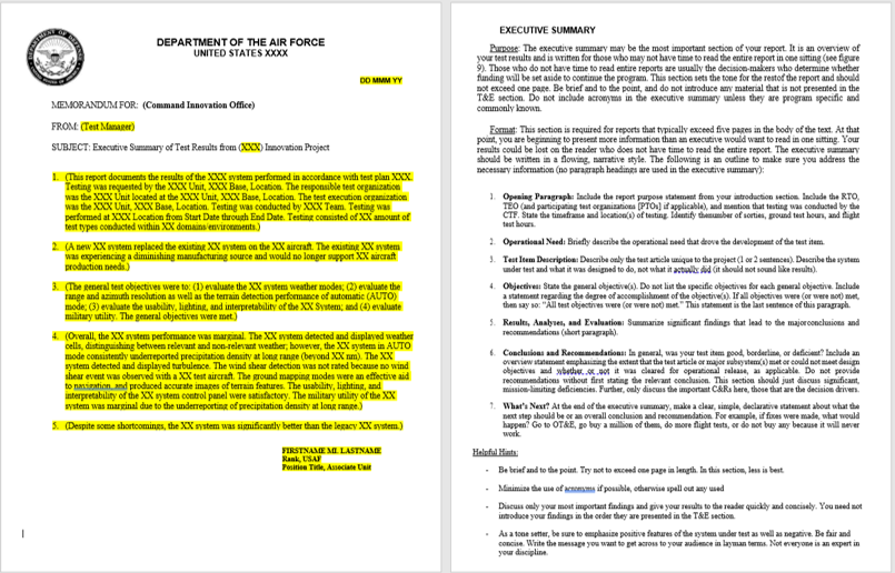  Test/Project Report Template 