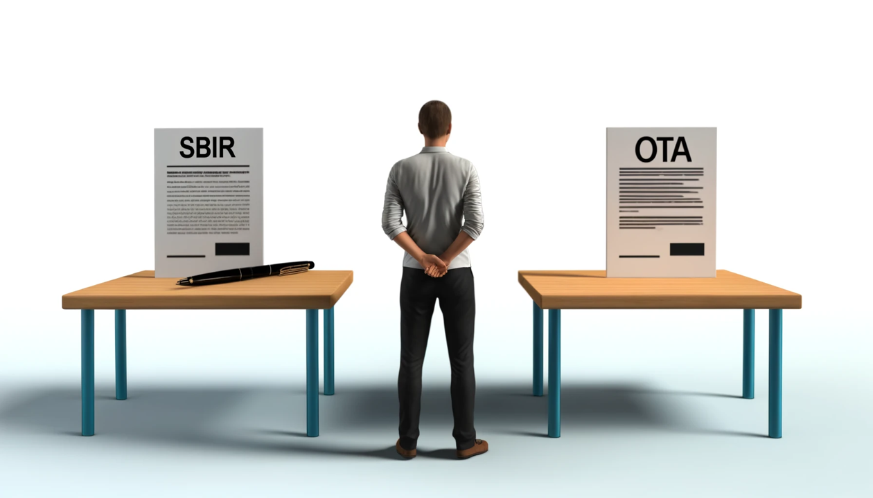 A common question for many small defense businesses, but one that is far more complex than it seems, “should we go after a SBIR or OTA contract?” thumbnail