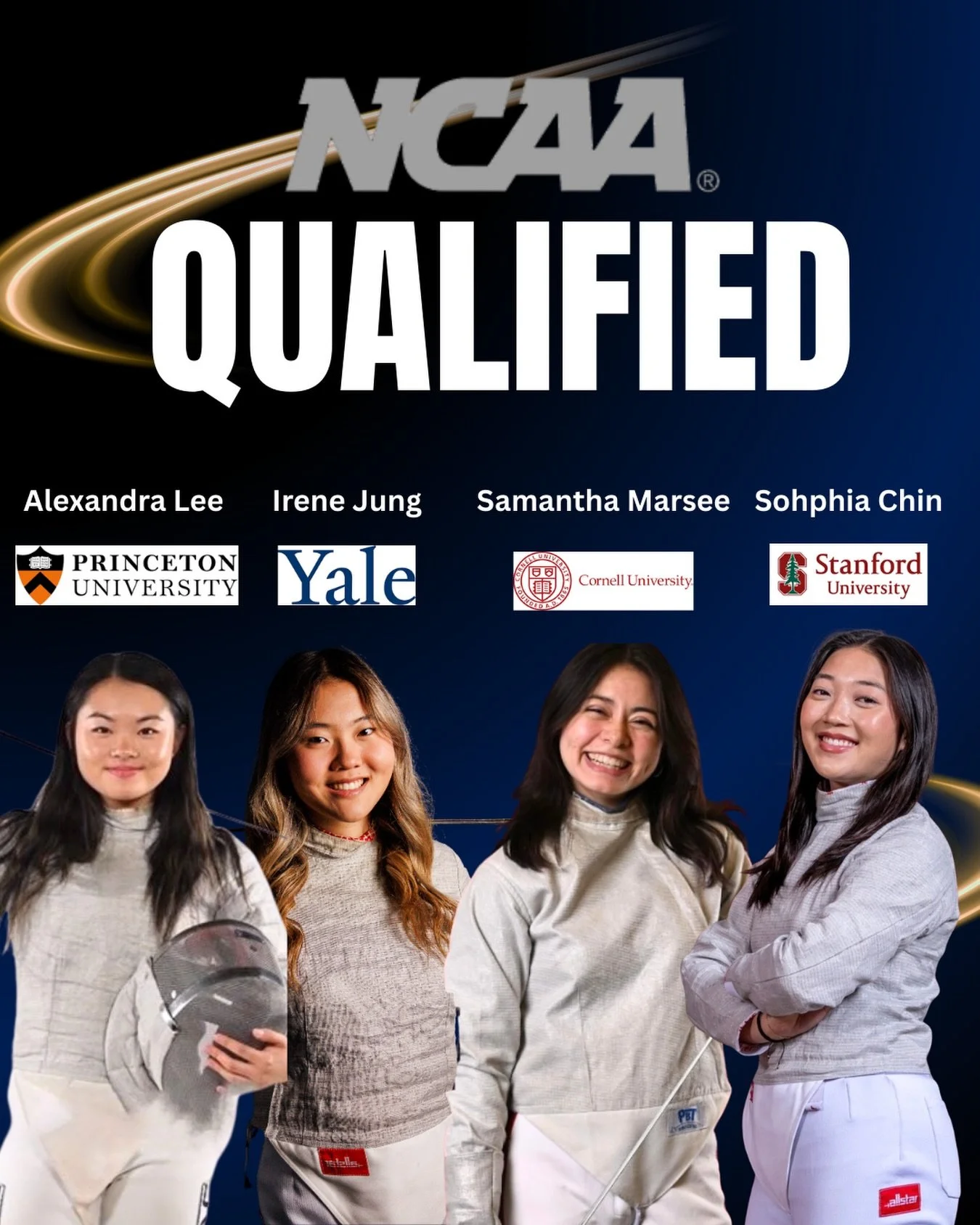 Congratulations to our fencers qualifying for the NCAA Championship!!! 
Best of luck to your college coaches and teammates! 
.
#fencingincillege #collegefencing #ncaafencing #fencing #sacramento