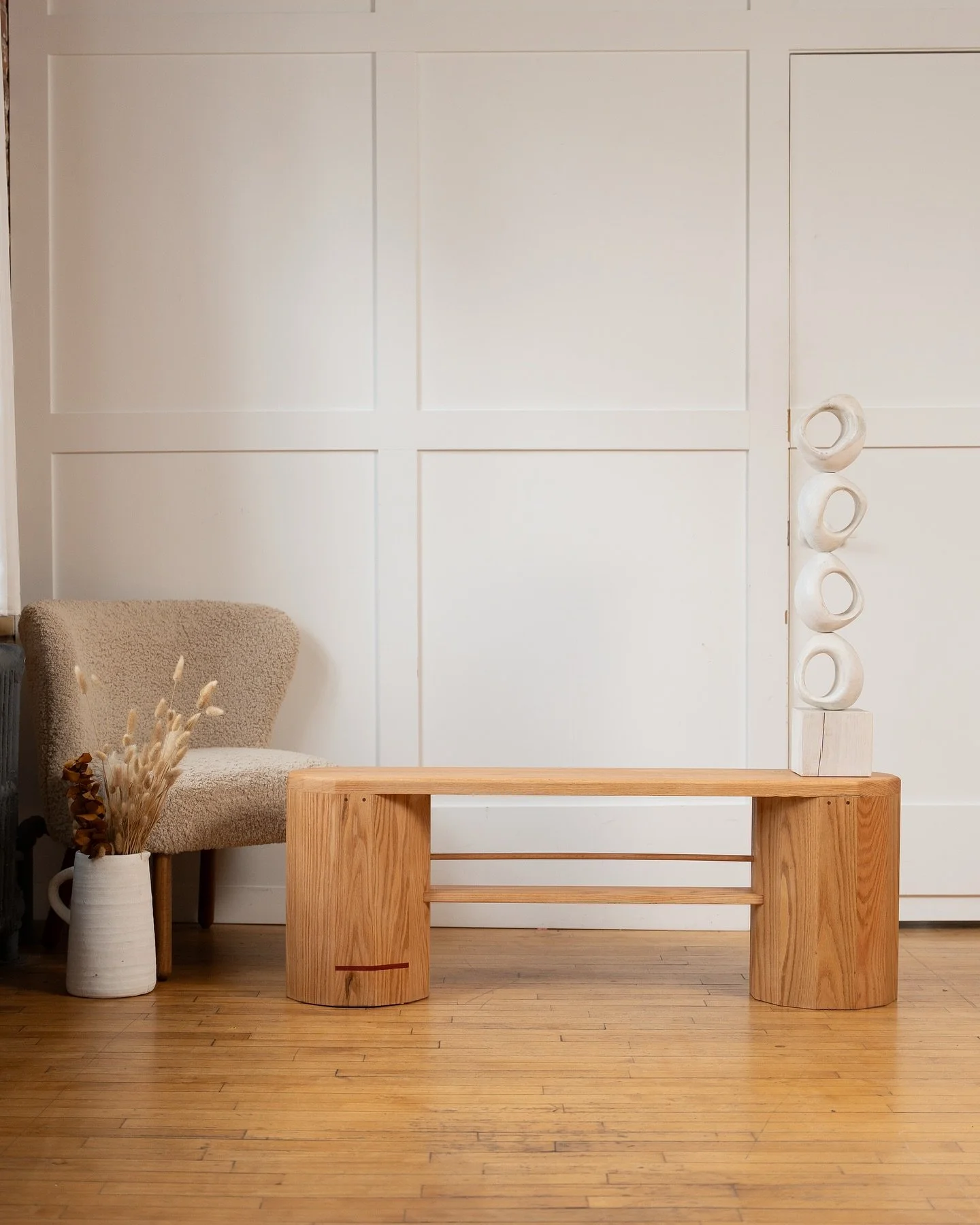 Red Oak Bench with shoe shelf. 

#bench #design #blogto #toronto #furniture