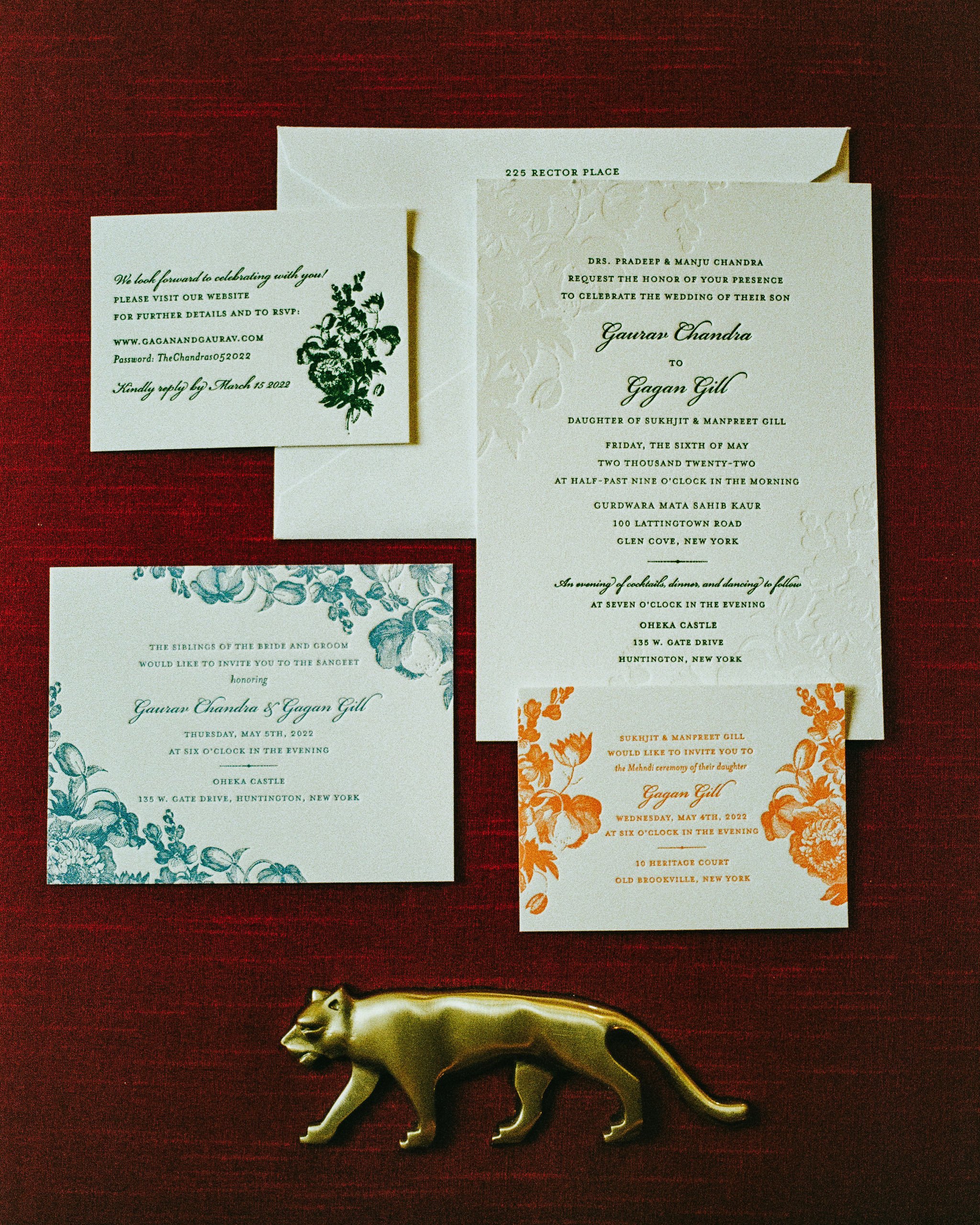 Colorful letterpress wedding invitations