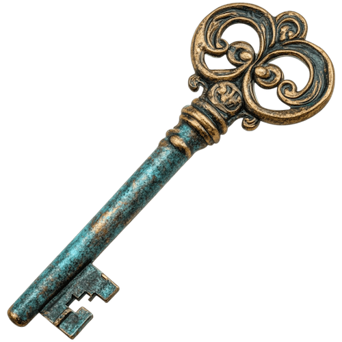Old, rustic-looking skeleton key