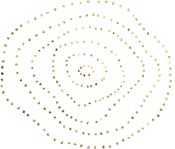 Sparkly gold dots in a spiral shape