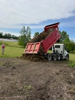 A lot of dirt was brought in, to level the enlarged garden area.