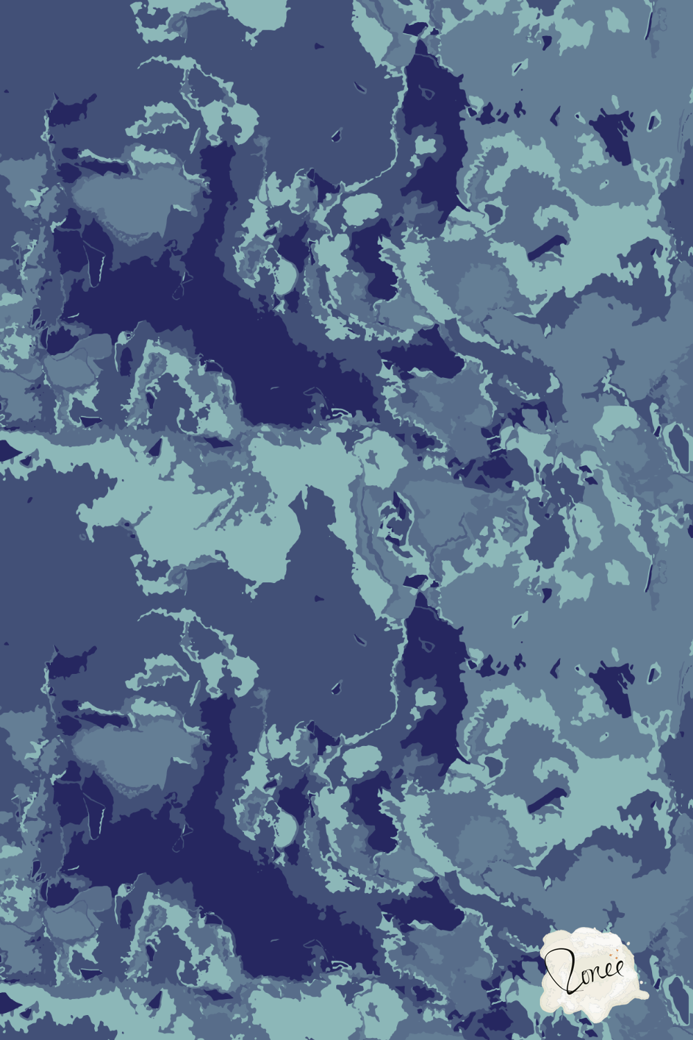 Sea blue marbled abstract watercolor pattern.