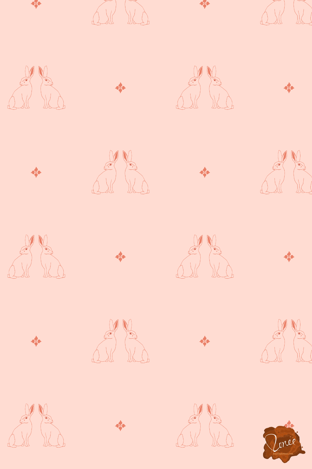 Sweet cottagecore bunnies in in pastel pink for wallpaper, fabric, and home decor.