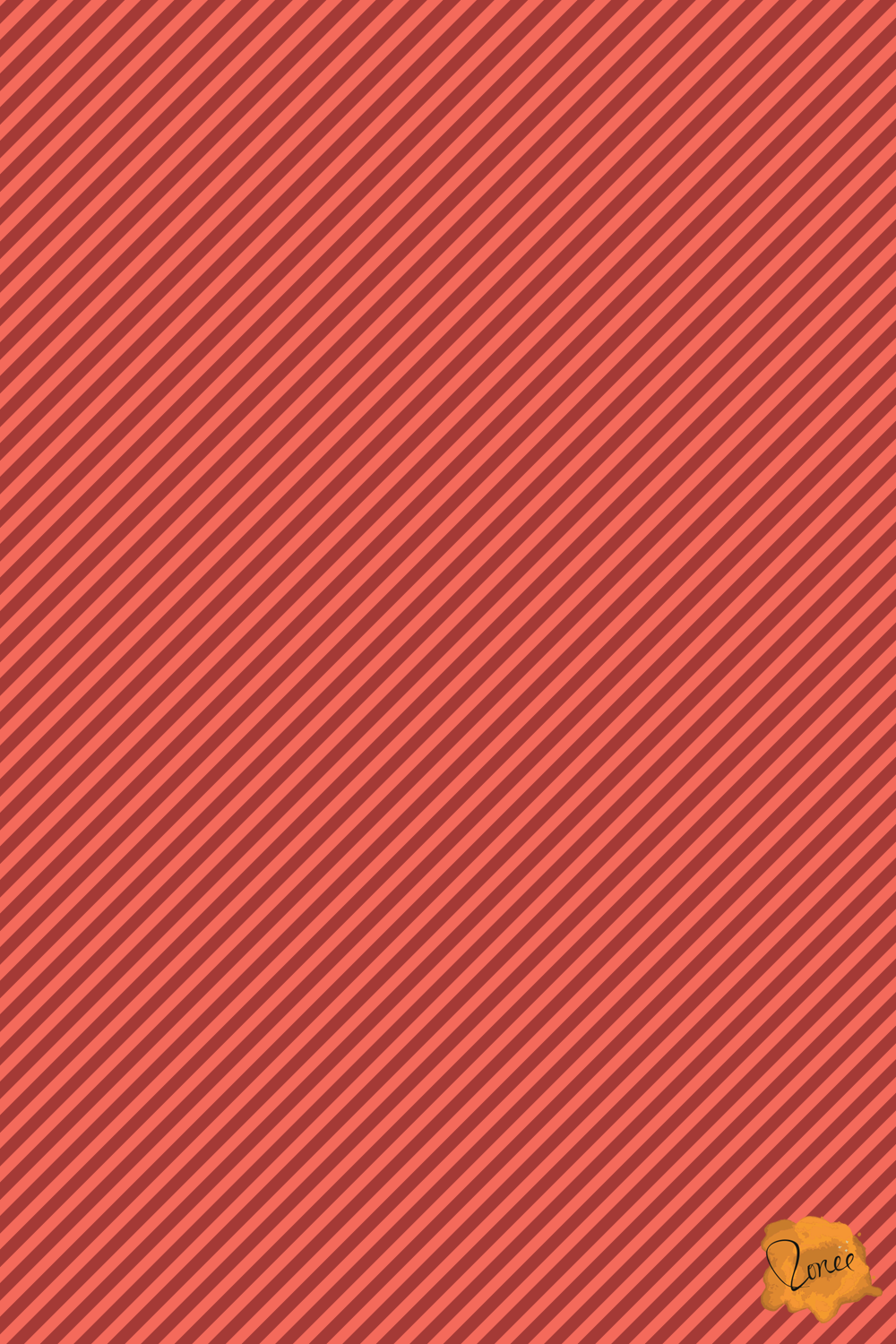 Skinny diagonal stripes in cherry red and pink.