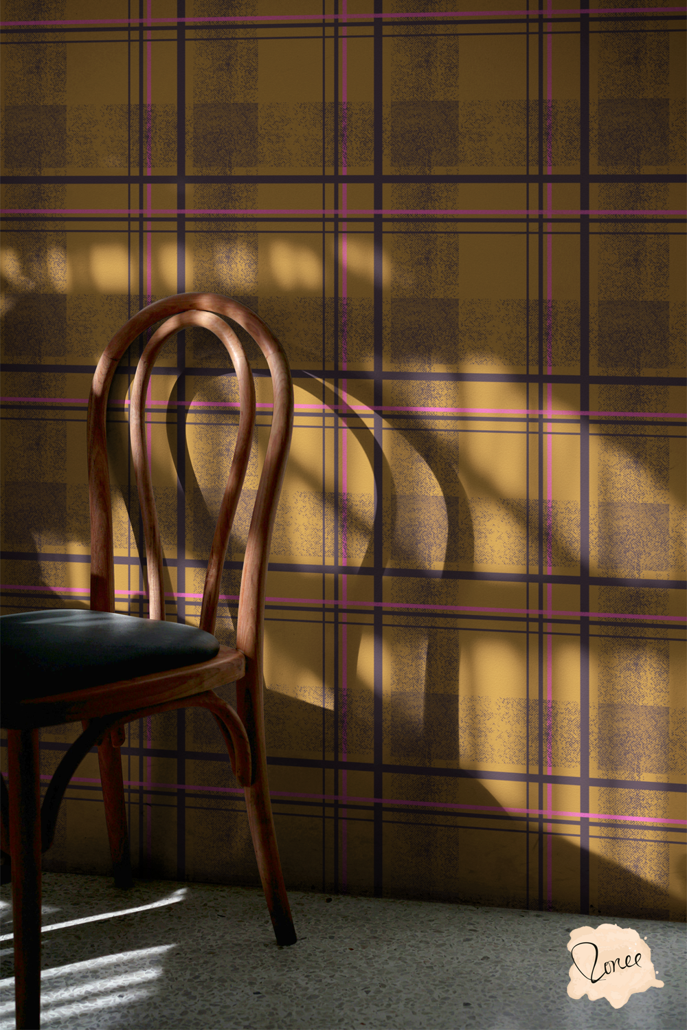 Cozy retro brown and pink plaid home decor pattern