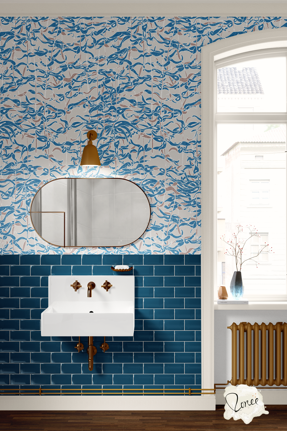 Blue Seaweed Botanical Pattern