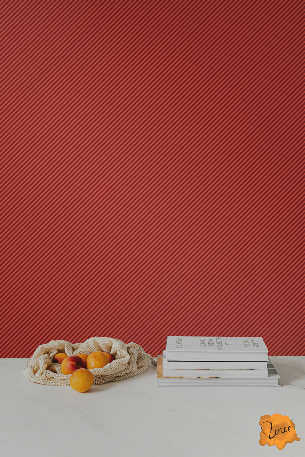 Diagonal Stripes in Cherry Red and Pink