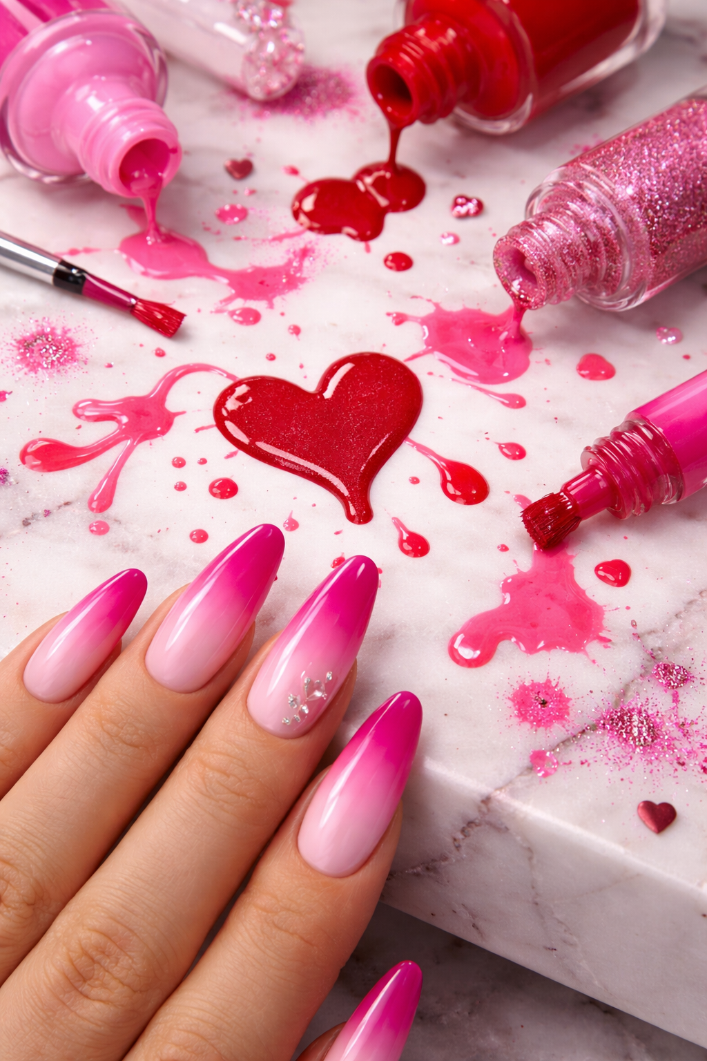 Valentine's Day nail mess