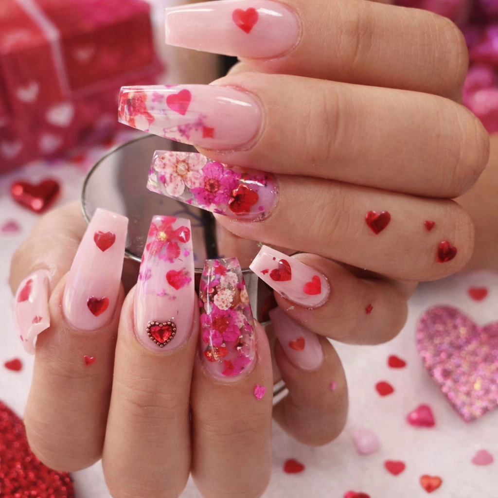 Beautiful rose nails for a fun selection.