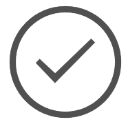 Checkmark symbol inside a circle.