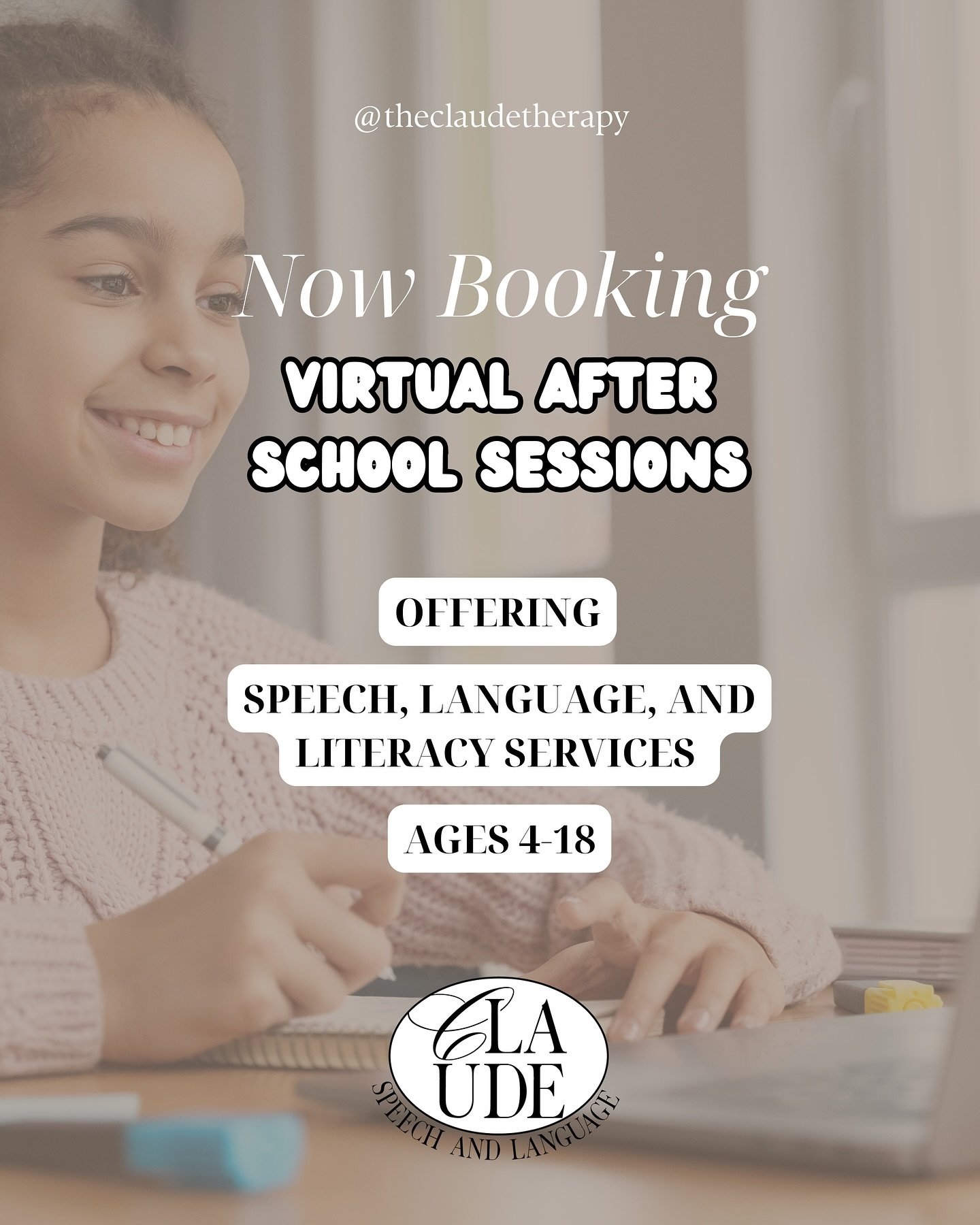 Book your after school time slot ⌚️

We have immediate virtual openings for your after school needs! Speech, language, and literacy services from the comfort of your home ☺️🏠

DM us the word &ldquo;SPEECH&rdquo; for a direct link to our website 🔗

