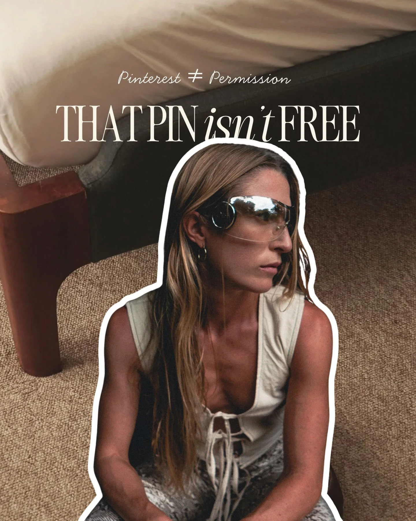 Let&rsquo;s talk about the Pinterest habit.

Scrolling for ideas? Totally fine.
Saving for inspiration? Go for it.

Lifting images straight off Pinterest and using them for whatever reason for your own business?
Just no.

It is someone else&rsquo;s w