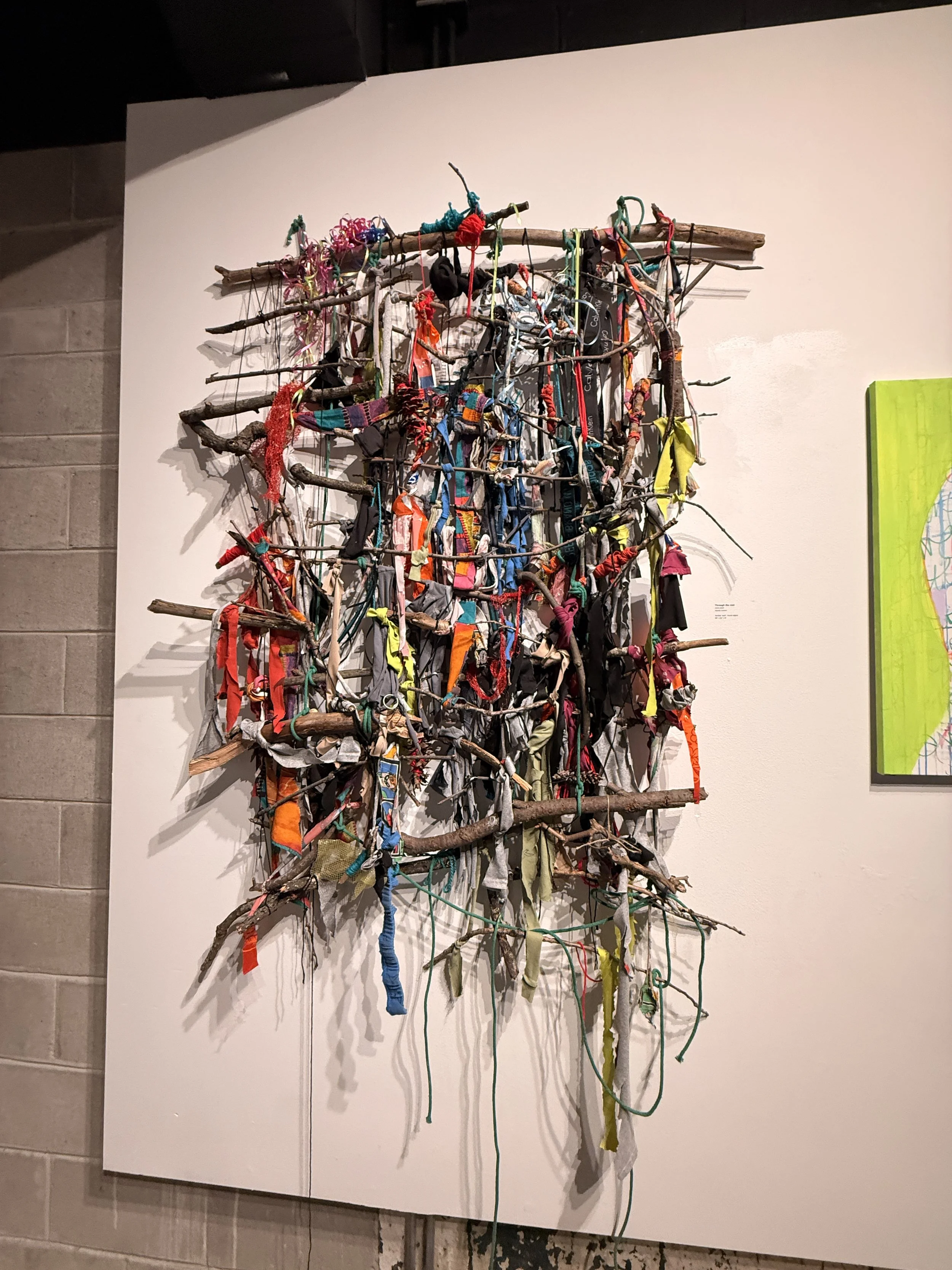 Installation Image II
Through the root
2024-2025
Nearly Lemon

familial “quilt”, found object, recycled fabric, and single use plastic, cotton rope
90" x 51" x 9"
