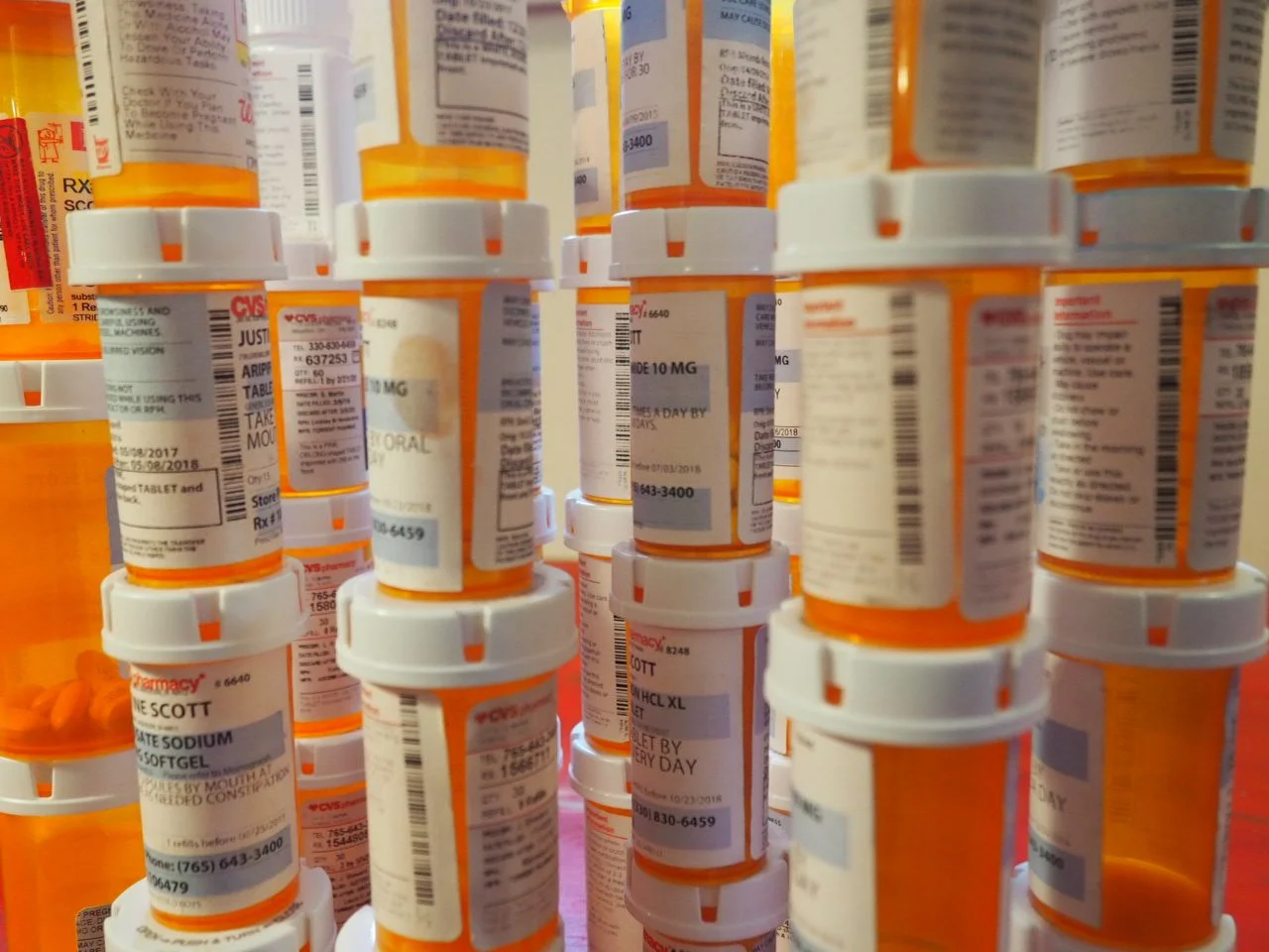 some cvs pill bottles from personal treatment for health conditions