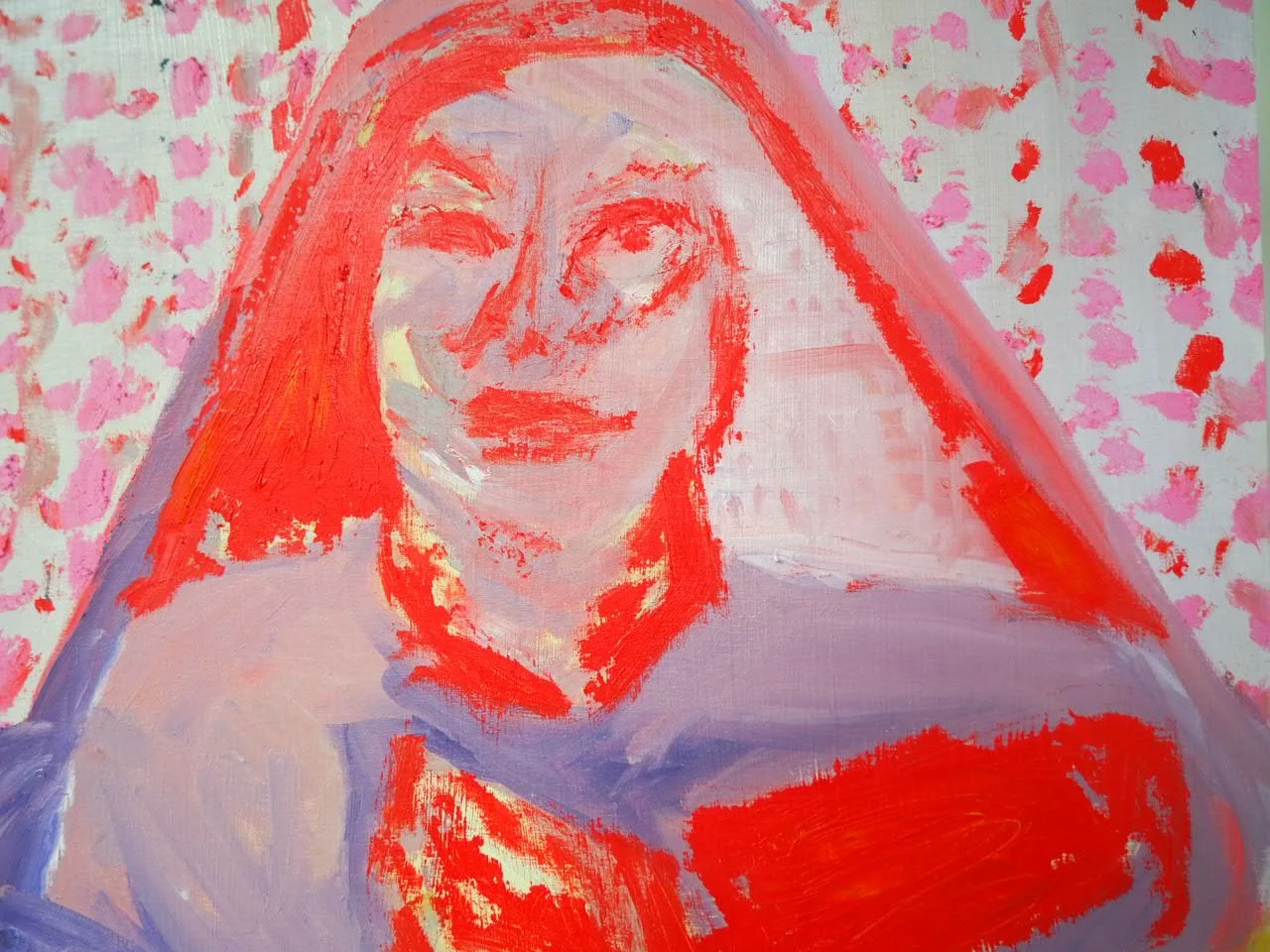 I give, close up. 2026, Nearly Lemon, Oil sitck on wood panel, 11 x 14 x .75"