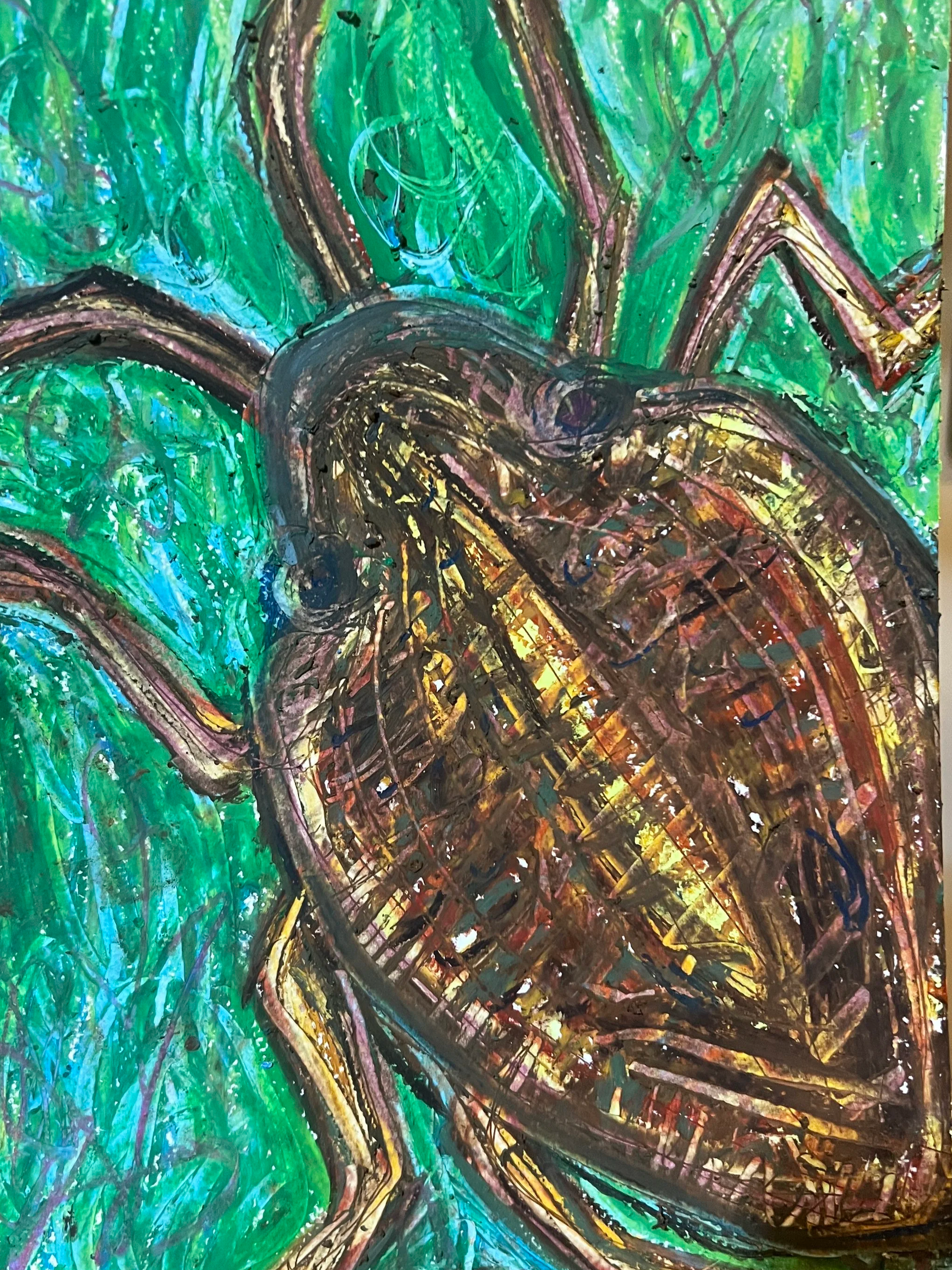stink bug, oi pastel on paper