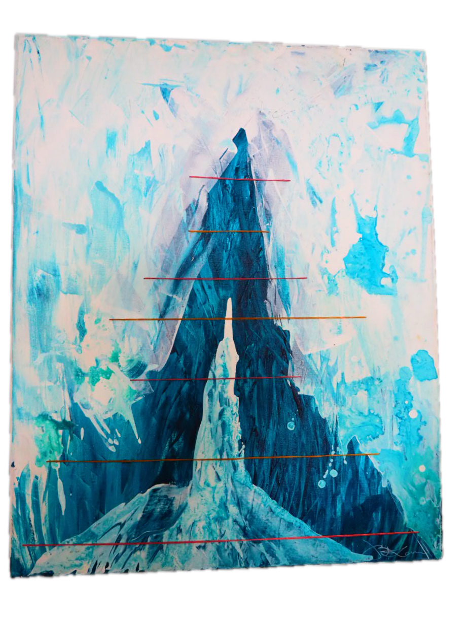 glacial pace part duex, acrylic and thread on stretched canvas