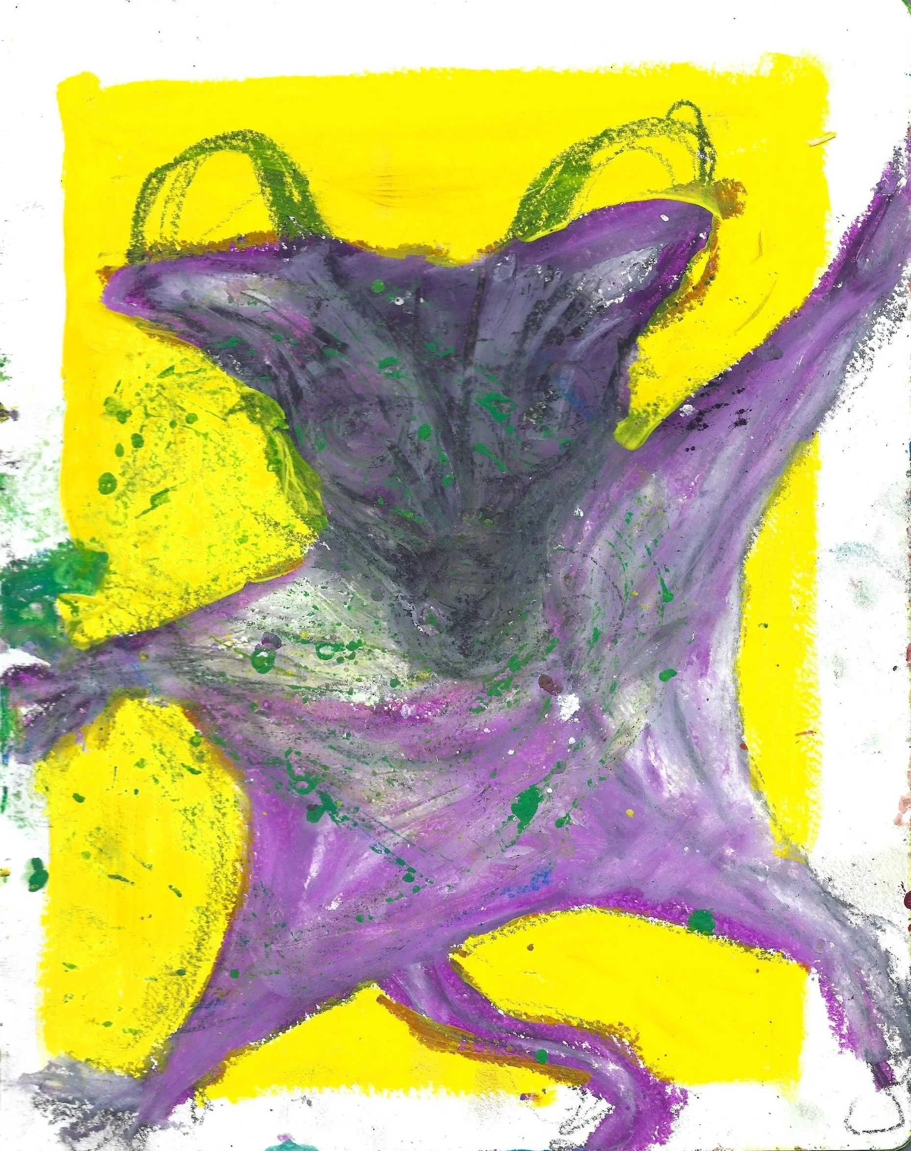 sugar glider, acrylic and oil pastel on paper 2025