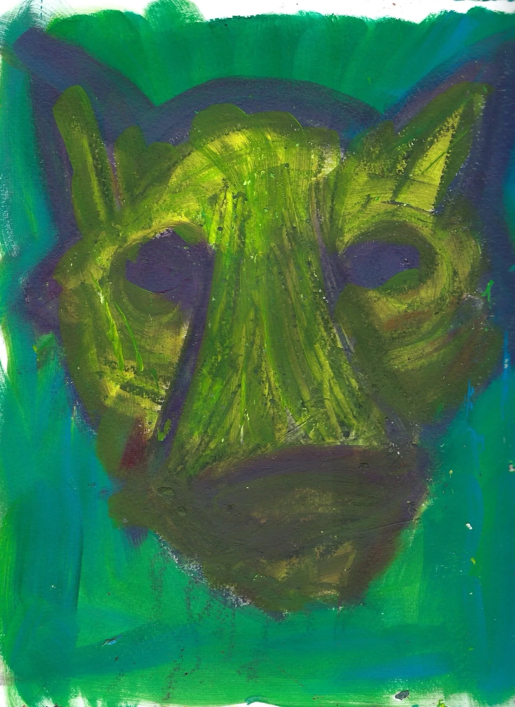sea wolf, acrylic paint, oil pastel on paper, 2025