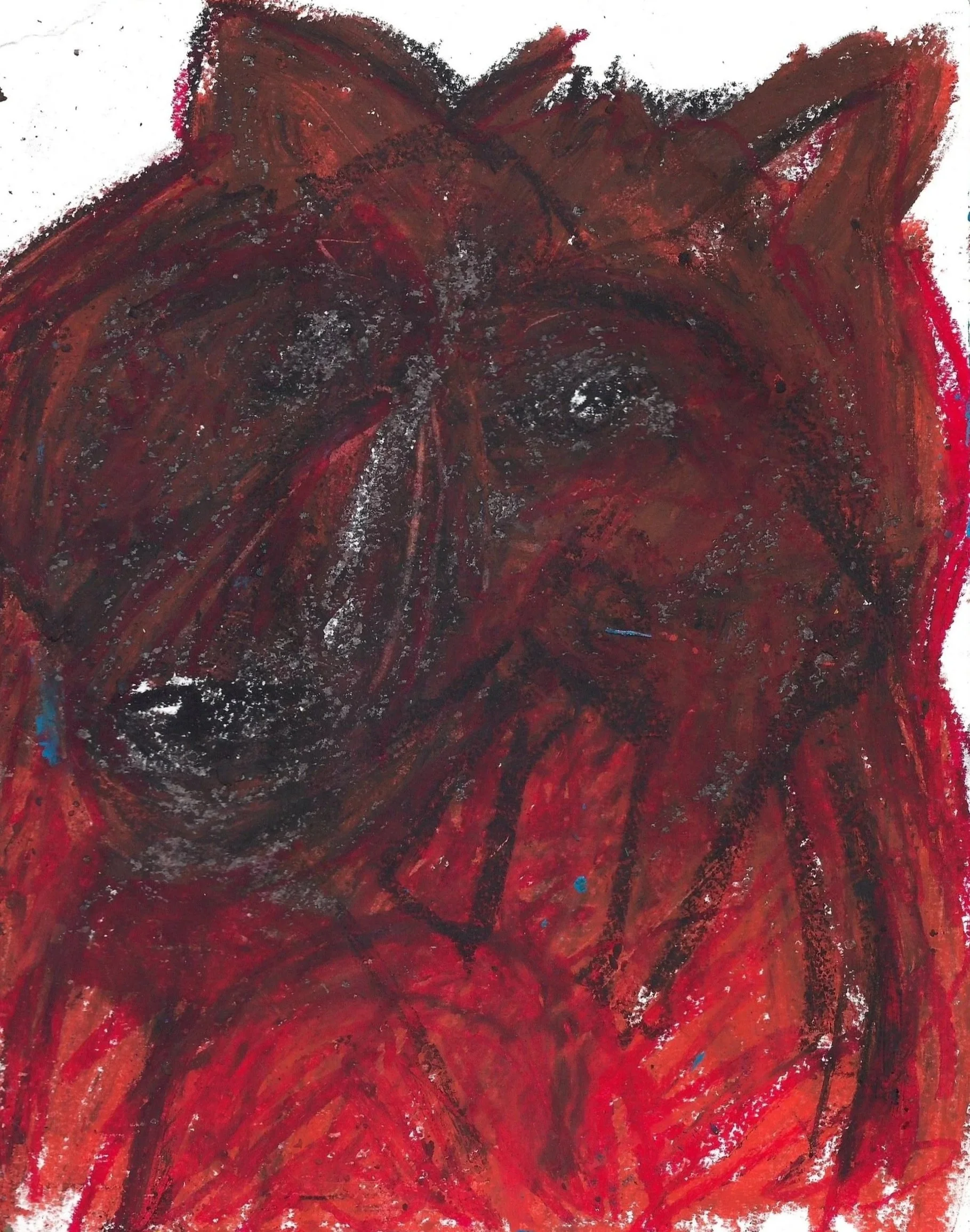 bear, 2025, acrylic paint, oil pastel on 400 lb paper