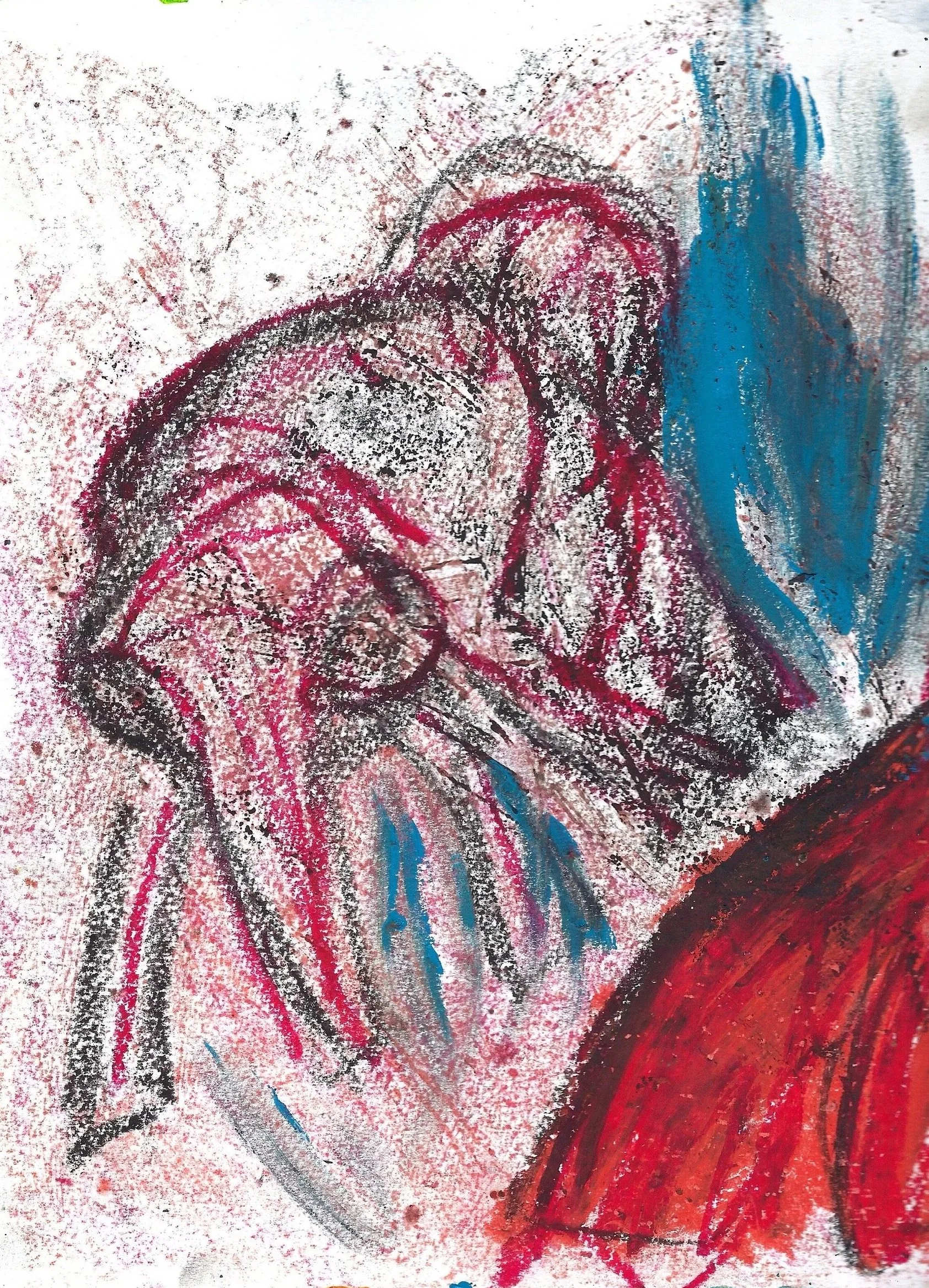 anteater,  2025, acrylic paint, charcoal, oil pastel on 300 gsm paper