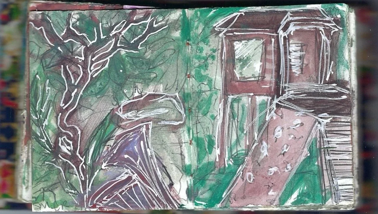 Eucalipto y casa del árbol en el patio trasero, Mini sketch Eucalyptus y backyard treehouse San Martin